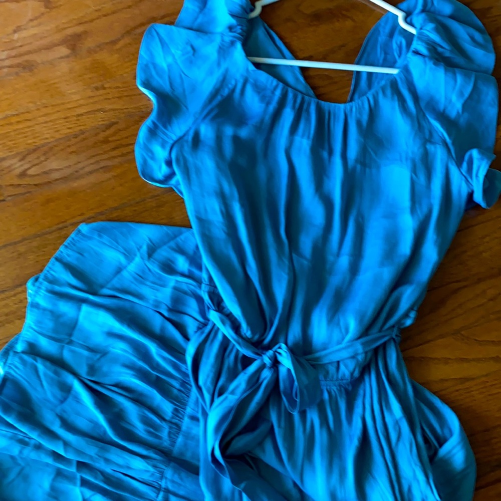 Loft Blue Silk Flow Dress L